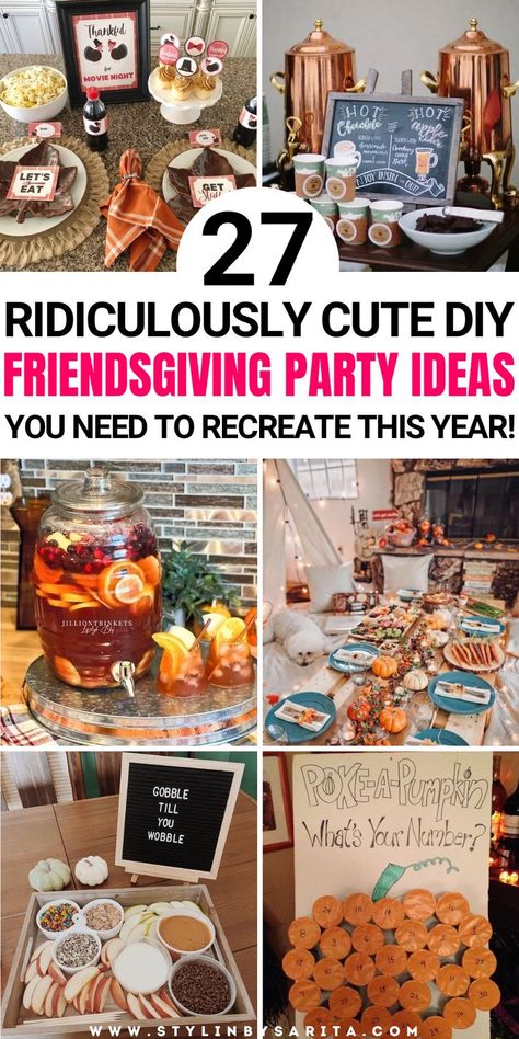 friendsgiving party ideas Thanksgiving Gathering Ideas, Friendsgiving Dinner Party Food, Funny Party Themes, Diy Friendsgiving, Friendsgiving Theme Ideas, Friendsgiving Dinner Party Decor, Friendsgiving Activities, Friendsgiving Party Ideas, Friendsgiving Food Ideas