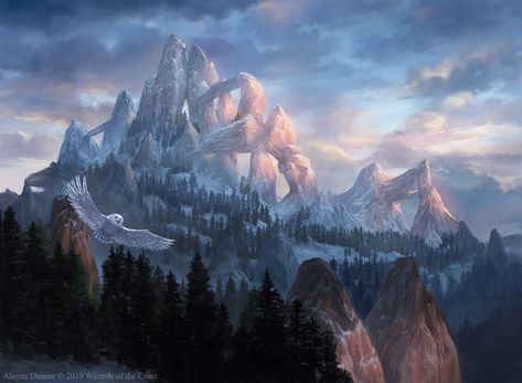 Secret Lair, Art Mountains, Mtg Art, Fantasy Places, Fantasy Art Landscapes, Mountain Art, Magic Art, Wizards Of The Coast, Environment Concept Art