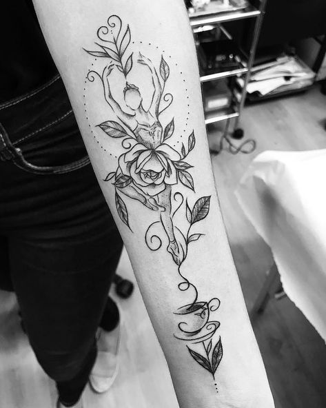 Ballet Tattoos, Ballerina Tattoo, Dancer Tattoo, Dance Tattoo, Shoe Tattoos, Girl Arm Tattoos, Mommy Tattoos, Black Girls With Tattoos, Back Tattoo Women