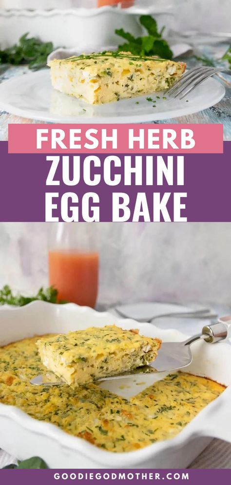 This fresh herb zucchini bake is the perfect brunch dish. This recipe is easy to make and can go from garden to oven in just a few minutes. This egg bake is full of fresh flavors and loaded with veggies. The fresh herbs, zucchini, and eggs pair beautifully with the feta cheese making a wonderful healthy savory brunch dish.