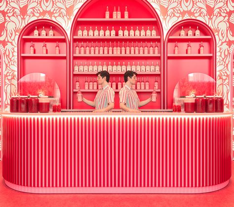 Ice Cream Museum, Wes Anderson Aesthetic, Museum Of Ice Cream, Pink Bar, Bar Designs, 카페 인테리어 디자인, Sun Valley, Wes Anderson, Pop Design