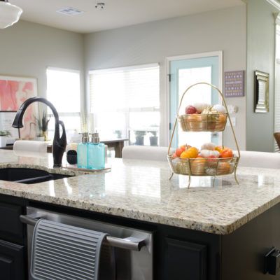 Organizing the Kitchen Sink Area Kitchen Sink In Island, Kitchen Island With Sink Decor, Kitchen Sink Soap Tray Ideas, Kitchen Sink Island, Island Organization, Sink Island, Kitchen Island Size, Organize Kitchen Sink, Kitchen Sink Area