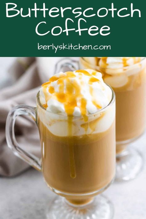 Butterscotch Coffee, Sweet Coffee Drinks, Butterscotch Syrup, Hot Coffee Drinks, Hot Drinks Recipes, Butterscotch Sauce, Irish Cream Liqueur, Hazelnut Coffee, Coffee Mix