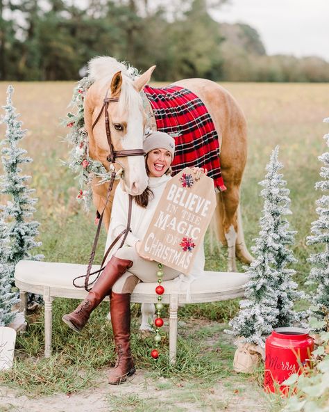 Things are starting to look a lot like Christmas around here and I love it! After my insanely busy fall season, Christmas is a perfect reminder to slow down, be thankfully, enjoy family, and believe in the magic of Christmas! ✨🎄 Now I just need to get my shopping done! #lifewithouthorsesidontthinkso Horses Christmas, Equestrian Photoshoot, Equestrian Christmas, Christmas Couple Photos, Christmas Couple Pictures, Pictures With Horses, Animal Fun, Family Christmas Pictures, Christmas Horses