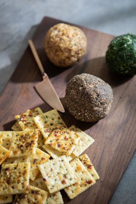 Cheese Balls, 4 Ways + Beck’s Crackers: a base cheese ball recipe with coating options served with Beck’s Crackers on the side Joanna Gaines Baked Brie, Magnolia Table Appetizer, Joanne Gaines Recipes, Joanna Gaines Appetizers, Magnolia Recipes Joanna Gaines, Gains Recipes, Magnolia Recipes, Johanna Gaines, Jo Gaines