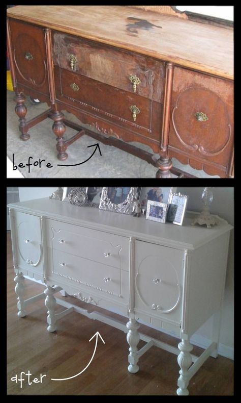 How to Score and Refinish a Craigslist Furniture Piece. She also an awesome China cabinet she painted blue. Great ideas! Furniture Rehab, Refurbished Furniture, Furniture Restoration, Furniture Deals, After Photos, Paint Furniture, Ikea Hacks, Flipping Furniture, Redo Furniture