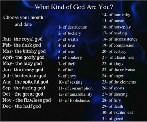 The great God of cookery Funny Name Generator, Birthday Scenario Game, Dark God, Scenario Game, Birthday Scenario, Giveaway Post, Fantasy Names, Name Games, Writing Characters