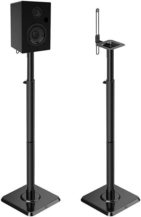 Amazon.com: Mounting Dream Speaker Stands Height Adjustable Bookshelf Speaker Stand Pair for Universal Satellite Speakers, Set of 2 for Bose Polk JBL Sony Yamaha - 11 lbs Capacity : Home & Kitchen Surround Sound Speaker Stands, Bookshelf Speaker Stands, Adjustable Bookshelf, Floor Speakers, Wooden Speakers, Speaker Mounts, Surround Speakers, Tv Wall Mounts, Surround Sound Speakers