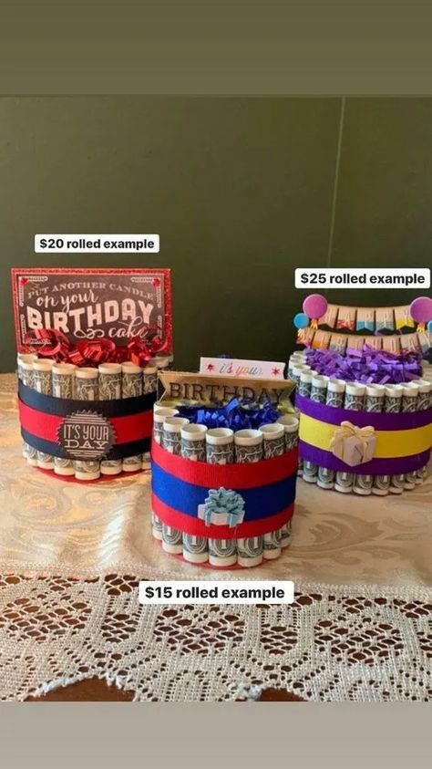 Birthday Money Cake, Creative Ways To Give Money, Ways To Give Money, Money Birthday Cake, Birthday Money Gifts, Money For Christmas, Surprise 50th Birthday Party, Cake Unique, Cake Table Birthday