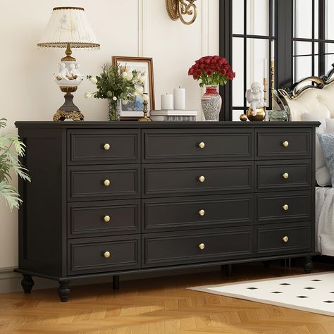 Dresser Decor Bedroom, 12 Drawer Dresser, Cabinet Console, Displaying Photos, Open Concept Kitchen And Living Room, Contemporary Dresser, Black Dresser, Long Dresser, Black Dressers