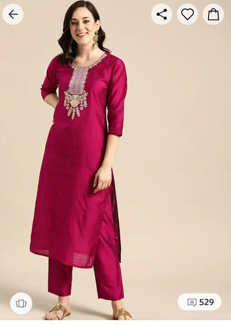 Magenta Kurti, Anarkali Dress Indian, Indian Party Wear Dresses, Colour Aesthetic, Dress Kurti, Pink Kurti, Stylish Kurtis, Kurtis For Women, Party Wear Kurtis