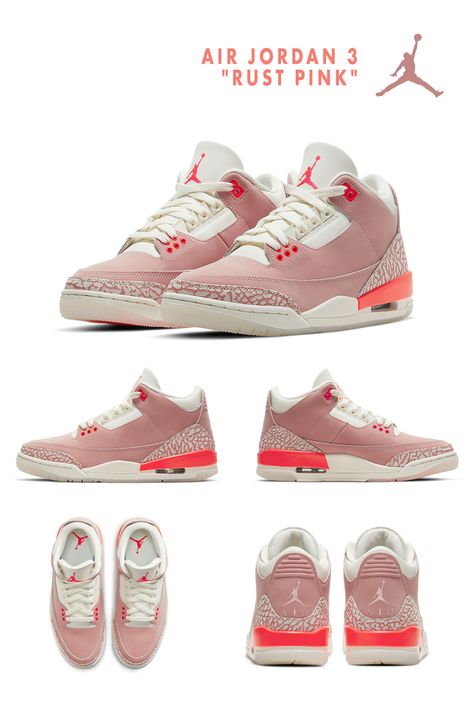 Jordan 3 Rust Pink, Hypebeast Iphone Wallpaper, Nike Air Jordan 3, Nike Jordans, Clothing Outfits, Air Jordan 3, Jordan 3, Nike Jordan, Nike Air Jordan