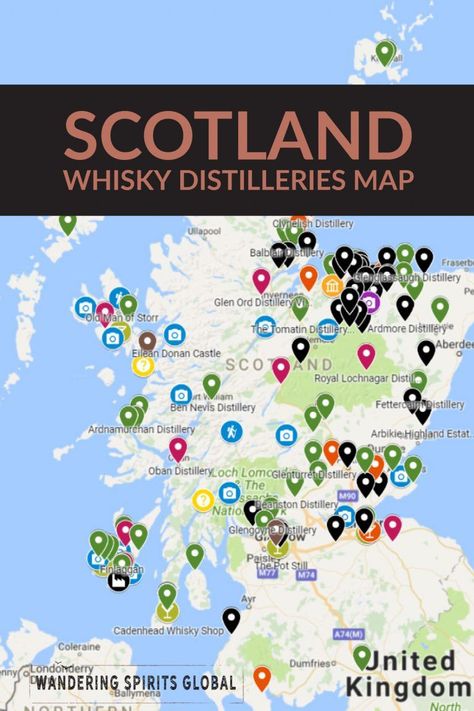 Static image of Interactive Google Map of whisky distilleries in Scotland Whisky Map, Lagavulin Distillery, Whisky Distillery, Speyside Whisky, Scotland Travel Guide, Whisky Shop, Scotland Vacation, Scotland Road Trip, Scotland Map