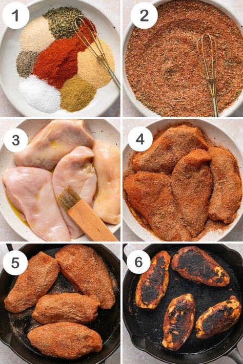 Here's an easy recipe for the most delicious, flavorful, and versatile Blackened Chicken! Made with a blend of simple pantry seasonings, this chicken is effortlessly tasty and can be enjoyed with sides, in tacos, on salads, and more! Blackened Chicken Seasoning, Easy Blackened Chicken, Blackened Seasoning Recipe, Blackened Chicken Recipe, Blackened Seasoning, Simple Pantry, Blackened Chicken, Homemade Spice Blends, Food Meals