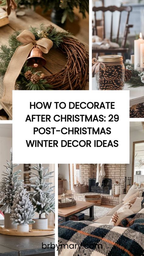 Don't know how to decorate after Christmas? fear not, I've got you! Once the excitement of Christmas has passed and all the presents have been opened (sad), it can be a bit tricky to figure out how to keep your home feeling cozy without Christmas decorations everywhere. Winter Decorations For Home After Christmas, Neutral Winter Decor After Christmas, Winter Tree Decor After Christmas, Decoration After Christmas, Decor After Christmas Winter, Winter Decor Aesthetic, Winter Non Christmas Decor, Winter House Decor After Christmas, Winter Decor Ideas For The Home Rustic