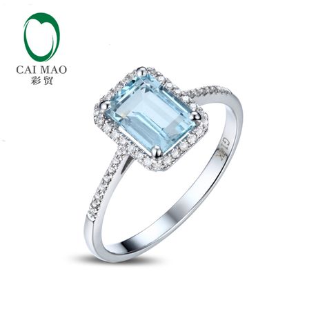 1.52ct Emerald Cut 6x8mm Blue Aquamarine Pave Diamond 14k Gold Engagement Ring Blue Diamond Engagement Ring, Solid Gold Rings, Aquamarine Rings, Natural Aquamarine, Topaz Ring, Gold Engagement Rings, Blue Diamond, Womens Engagement Rings, Quality Diamonds