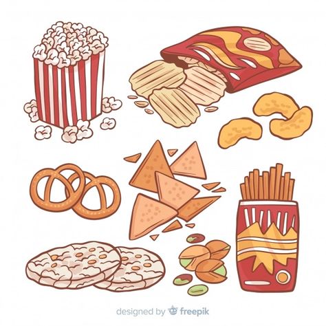 Free Vector | Classic hand drawn snack collection Snacks Drawing, Snack Collection, Fish Background, Vegetable Illustration, Environment Props, Candy Art, Cute Snacks, Cute Food Art, Snacks For Kids