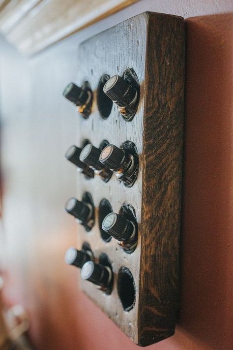 Essential Oil Rack, Essential Oils Organization, Oil Rack, Oil Shelf, Essential Oil Shelf, Essential Oil Holder, Wood Craft Projects, Essential Oil Storage, Carpentry Diy