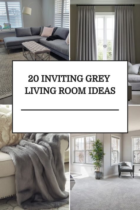 Collage of stylish grey living room designs with cozy furniture. What Colour Goes With Grey Living Room, Living Room Inspiration Gray Walls, Colours That Go With Grey Living Rooms, Gray Color Palette Living Room, Cosy Grey Living Room, Grey Living Rooms, Cozy Grey Living Room, Colours That Go With Grey, Living Room Inspiration Grey