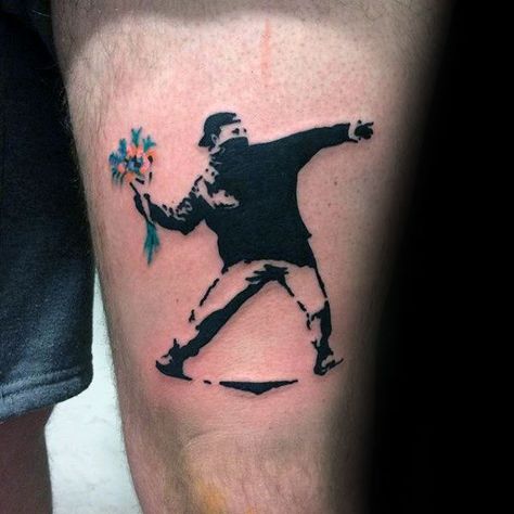 70 Banksy Tattoos For Men - Street Art Ink Design Ideas Banksy Tattoo Ideas, Banksy Tattoo, Guy Tattoos, History Tattoos, Tattoo Pictures, Ghost Tattoo, Banksy Graffiti, Banksy Art, Red Tattoos