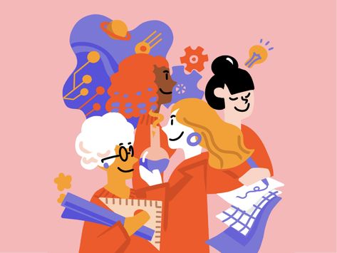 Society of Women Engineers by Mika Jiang on Dribbble Tech Illustration, Women In Engineering, Project Board, Life Stages, Passion Project, Brand Development, Built Environment, Women Life, Show And Tell