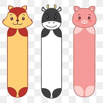 Cute Endangered Animals, Pig Bookmark, Fox Background, Panda Background, Animal Bookmarks, Panda Cute, Autumn Animals, Cute Bookmark, Color Png