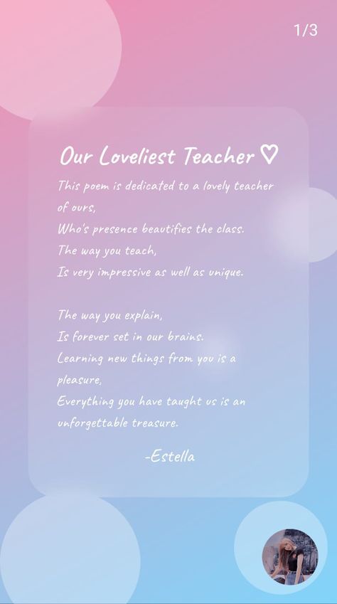 This poem is dedicated to our Loveliest Teacher ❣️✨ But unfortunately she's leaving school so I've written this poem to express my feeling... I'm gonna miss her a lot 🥹 Missing Teacher Quotes, Last Day Quotes, Dear Teacher, Teacher Poems, Science Experiments Kids Easy, Poems About School, Border Lines, Goodbye Letter, Experiments Kids