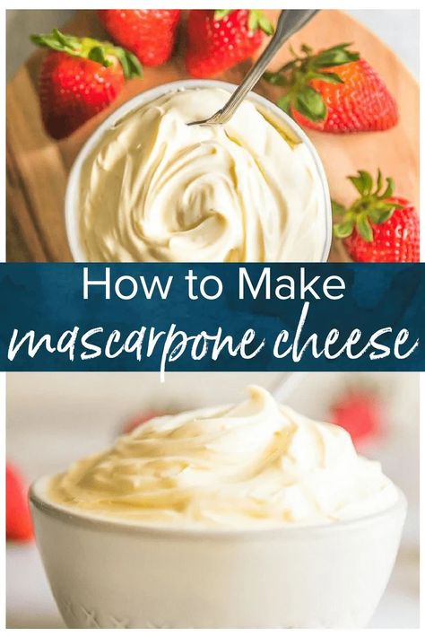 Mascarpone Substitute, Recipes With Mascarpone Cheese, Cheese Substitute, Cheese Recipes Homemade, Mascarpone Recipes, Cheese Making Recipes, Cheese At Home, Baking Substitutes, Tiramisu Recipe