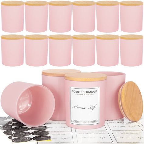 PRICES MAY VARY. Just the Right Size: 10OZ frosted light pink candle jars with bamboo lids are the perfect size to make candles and will look more atmospheric than a 6OZ candle container. Value Pack: You will get 16* 10oz glass candle containers + 16* bamboo lids caps, 16* exclusively designed printed labels + 16* blank labels, 20* candle warning labels. Each empty glass jar has shatter protection, if you still receive a defective jars, you can exchange for free. Made for Candle Making: Creahaus Bulk Candle Jars, Light Pink Candles, 6oz Candle, Pink Candle Holders, Candle Vessels, Pink Candle, Bulk Candles, Making Candles, Sticky Labels