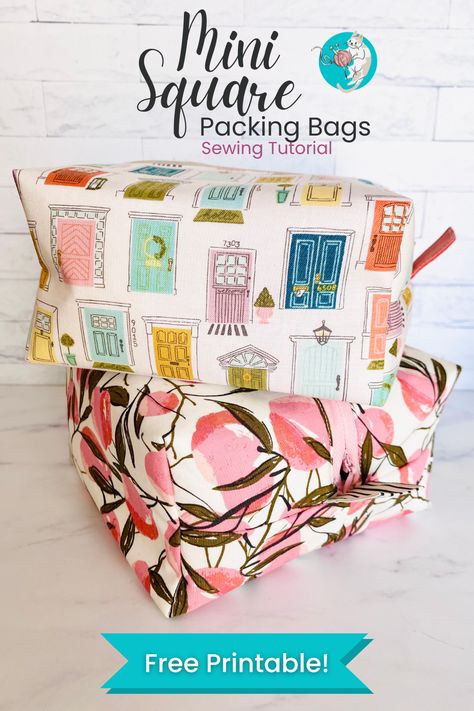 Make a 6x6" square packing cube with my free sewing template! Packing Cubes Sewing Pattern, Sewing Template, Melly Sews, Sewing Templates, Small Sewing, The Fold Line, Free Sewing Pattern, Perfect Squares, Fusible Interfacing