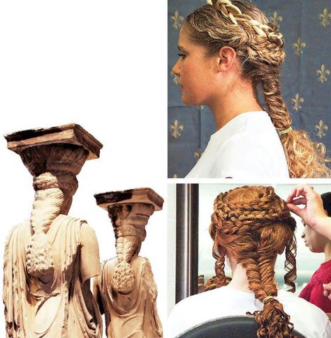 Ancient Greek braids Ancient Greek Hairstyles, Ancient Greek Hair, Greek Hairstyles, Motif Soutache, Greek Goddess Hairstyles, Grecian Hairstyles, Trojan Women, Roman Hairstyles, Greek Hair