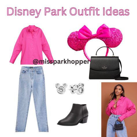 disney park outfit Pink Ankle Boots Outfit, Park Outfit Ideas, Disney Park Outfit, Split Hem Jeans, Pink Ankle Boots, Park Outfit, Shoes Amazon, Pants Light Blue, Boots Outfit Ankle