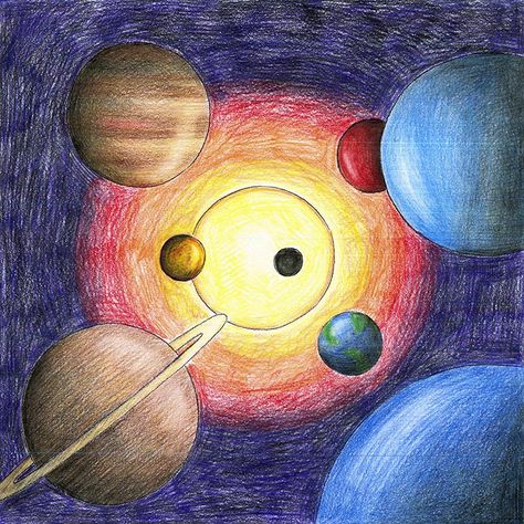 galaxy depth (colored pencil) Galaxy Drawings, Dye Art, Magic Drawing, Planet Drawing, Sun Drawing, Jellyfish Drawing, Space Kids, Color Pencil Illustration, Space Drawings