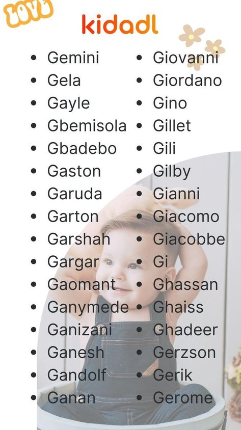 158 Best Boys Names Beginning with G Boy Names Starting With A, Good Boy Names, Traditional Boy Names, Posh Names, Cool Boy Names, Names Starting With A, Best Boys, The Letter G, Boys Names