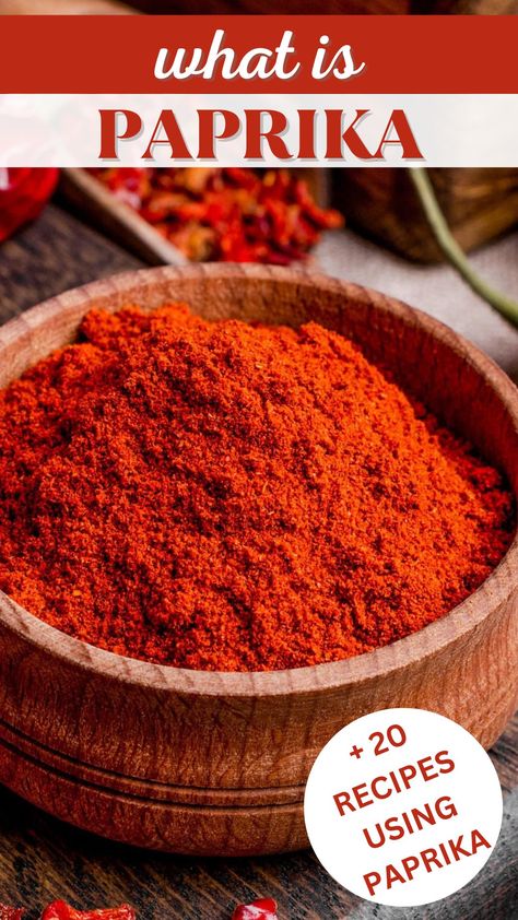 Paprika is one of the most commonly-used spices in the world. It has an incredible flavor and can be used in many different recipes. Learn all about paprika: what it is, how to cook with it, and 20 recipes using paprika! Paprika Recipes Ideas, How To Make Paprika, How To Make Paprika Powder, Sweet Paprika Recipes, Paprika Powder Recipe, Paprika Recipes Vegetarian, Recipes With Paprika, Homemade Paprika, Garden Peppers