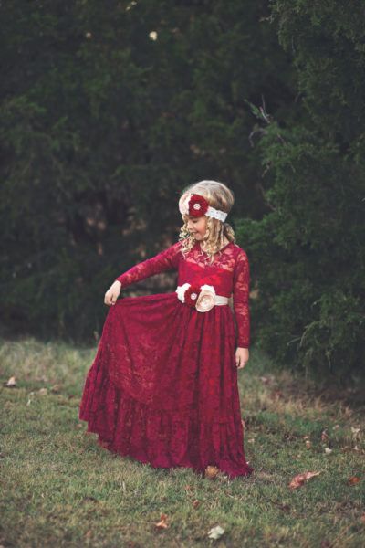 Flower Girl Dresses Burgundy, Fall Flower Girl, Burgundy Flower Girl Dress, Red Flower Girl Dresses, Wine Red Dress, Lace Flower Girl Dress, Girls Dress Shop, Girls Lace Dress, Wedding Girl