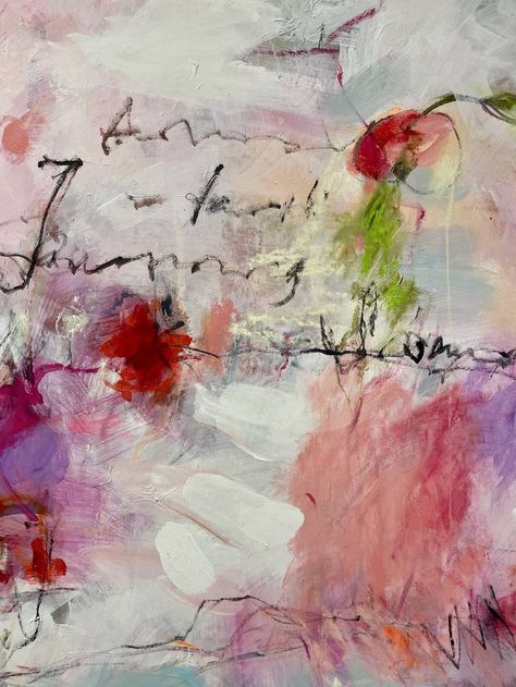 Someone‘s Letter Painting by Ines Klich | Saatchi Art Painting With Words, Pink Abstract Background, Pink Paintings, Letter Painting, Intuitive Artists, Pink Abstract Painting, Magazine Spreads, Art Whimsical, S Letter