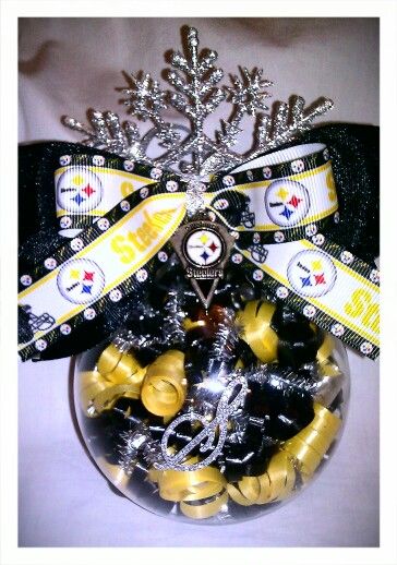 Steelers Ornament Ebay.com Steelers Christmas Ornaments Diy, Steelers Ornaments Diy, Football Christmas Ornaments Diy, Diy Steelers Gifts, Nfl Christmas Ornaments Diy, Cheerleading Ornaments Diy, Sports Ornaments Diy, Steelers Wreath Diy, Steelers Crafts