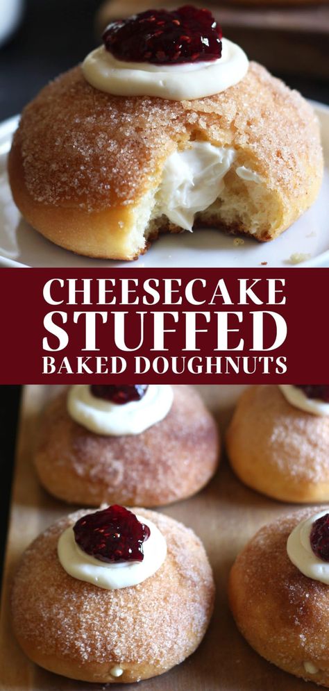 Baked Yeast Donut Recipes, Yeast Dessert Recipes, Filled Doughnut Recipe, Yeast Doughnut Recipe, Doughnut Baked, Baked Doughnuts Recipe, Doughnut Balls, Homemade Doughnut Recipe, Baked Doughnut