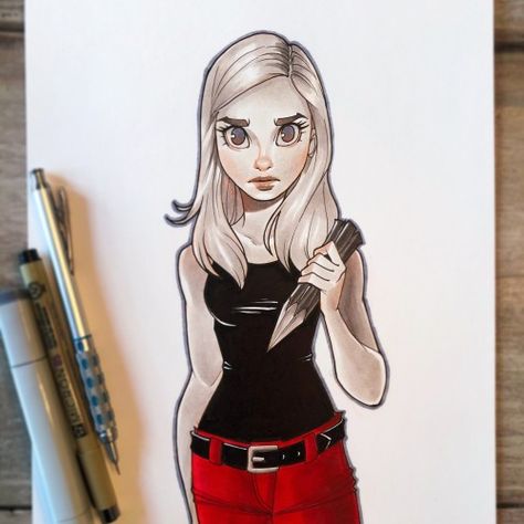 Chrissie Zullo, Sarah Michelle Gellar Buffy, American Mcgee’s Alice, Drawing Machine, Eyes Artwork, Mermaid Drawings, Buffy Summers, Cartoon Girl Drawing, Cartoon Tattoos