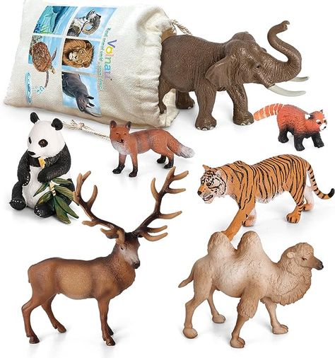 Amazon.com: Volnau Safari Animal Figurines Toys 7PCS Asia Figures for Toddlers Kids Christmas Decoration Gift Preschool Educational Zoo Pack Elephant Camel Panda Desert Jungle Forest Set : Shantou Chenghai Huifengda Plastics Company Limited: Toys & Games Animal Figurine Toys, Zoo Toys, Bug Toys, Best Christmas Toys, Jungle Forest, Australia Animals, Preschool Gifts, Christmas Decorations For Kids, Animal Habitats