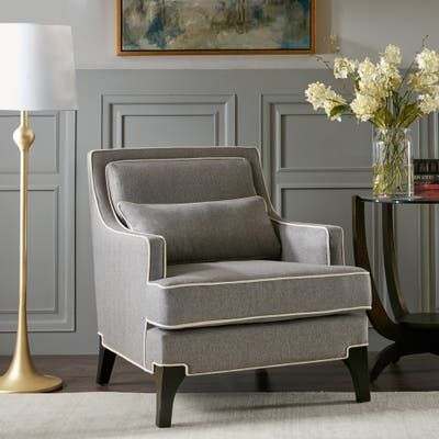 Sitting Nook, Grey Upholstery, Madison Park, Studio Mcgee, Chair Bed, Velvet Armchair, Upholstered Arm Chair, Toss Pillows, Upholstered Seating