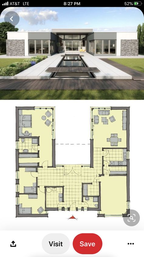 Courtyard Layout, Contemporary Architecture House, Deck Terrace, Spec House, Home Designs Exterior, Flat Roof House, Roof House, Concept Model, Roof Architecture