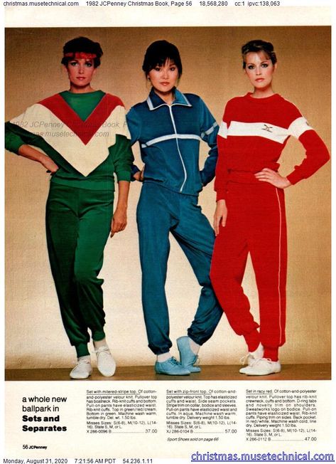 1982 JCPenney Christmas Book, Page 56 - Christmas Catalogs & Holiday Wishbooks 80s Sports Fashion, 70s Sportswear, 90s Tracksuit, Jcpenney Christmas Catalog, 80s Sportswear, 1980s Fashion Trends, Vintage Tracksuit, 90s Sportswear, Fashion Mom