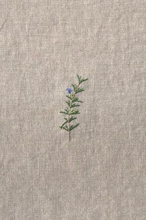 tea with mrs. mourning dove Summer Embroidery Ideas, Embroidery Rosemary, Rosemary Embroidery, Sage Embroidery, Herb Embroidery, Botanical Embroidery, Small Embroidery, Embroidery Works, Cute Embroidery