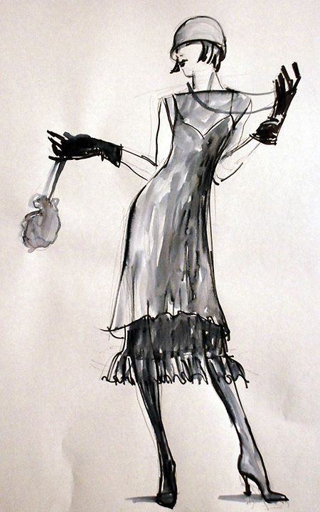 Vintage Fashion Sketches, Fashion Design Inspiration, 1920 Fashion, Fashion Illustration Vintage, White Drawing, Flapper Girl, 20s Fashion, Flapper Style, Fashion Wall Art