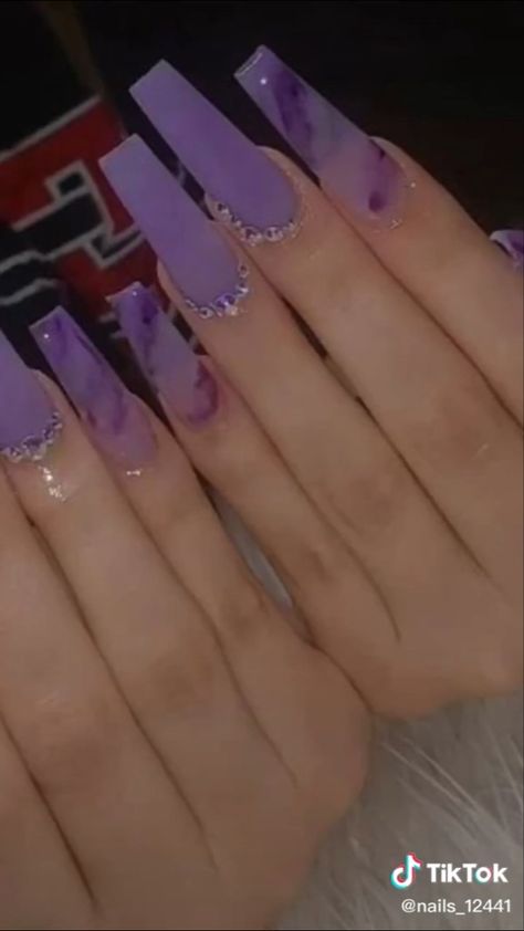 Purple Nails With Rhinestones, Hot Purple Nails, Cute Purple Nails, Nails With Rhinestones, Summer Acrylic Nails, Best Acrylic Nails, Purple Nails, Rhinestone Nails, French Nails