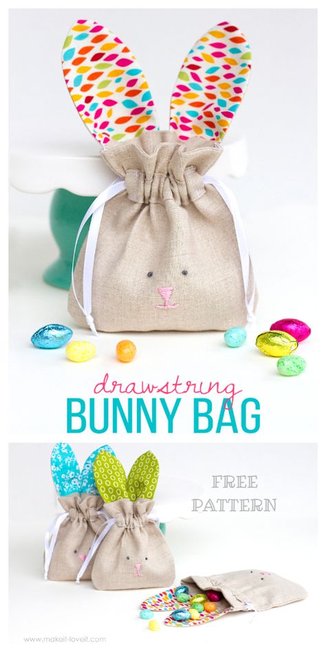 Sewing Easter Projects, Diy – Velikonoce, Diy Sy, Easter Treat Bags, Bunny Treats, Easter Bags, Bunny Bags, Fabric Sewing Patterns, Trendy Sewing