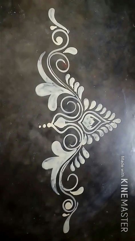 Beautiful Alpona Design Lotus, Jhoti Chita Design Simple Easy, Mandir Rangoli Design, Owl Alpona, Easy Alpona Designs, Easy Alpona Design Bengali, Alpana Designs Bengali Simple, Simple Alpona Design Bengali, Lokhi Puja