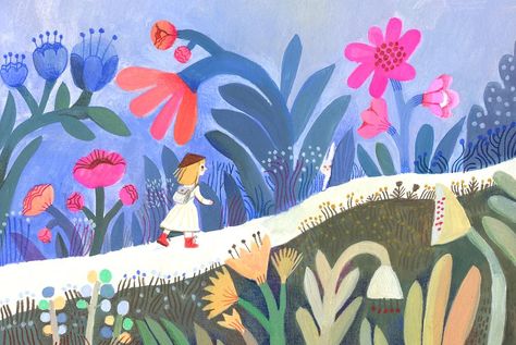 Garden Flowers Illustration, Whimsical Garden Illustrations, Flower Garden Illustration, Garden Illustrations, Garden Whimsical, Home Decor Illustration, Dream Illustration, Illustration For Kids, Decor Illustration